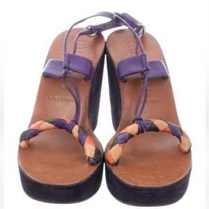 Miu Miu purple and brown Suede sling back sandals size 5.5
